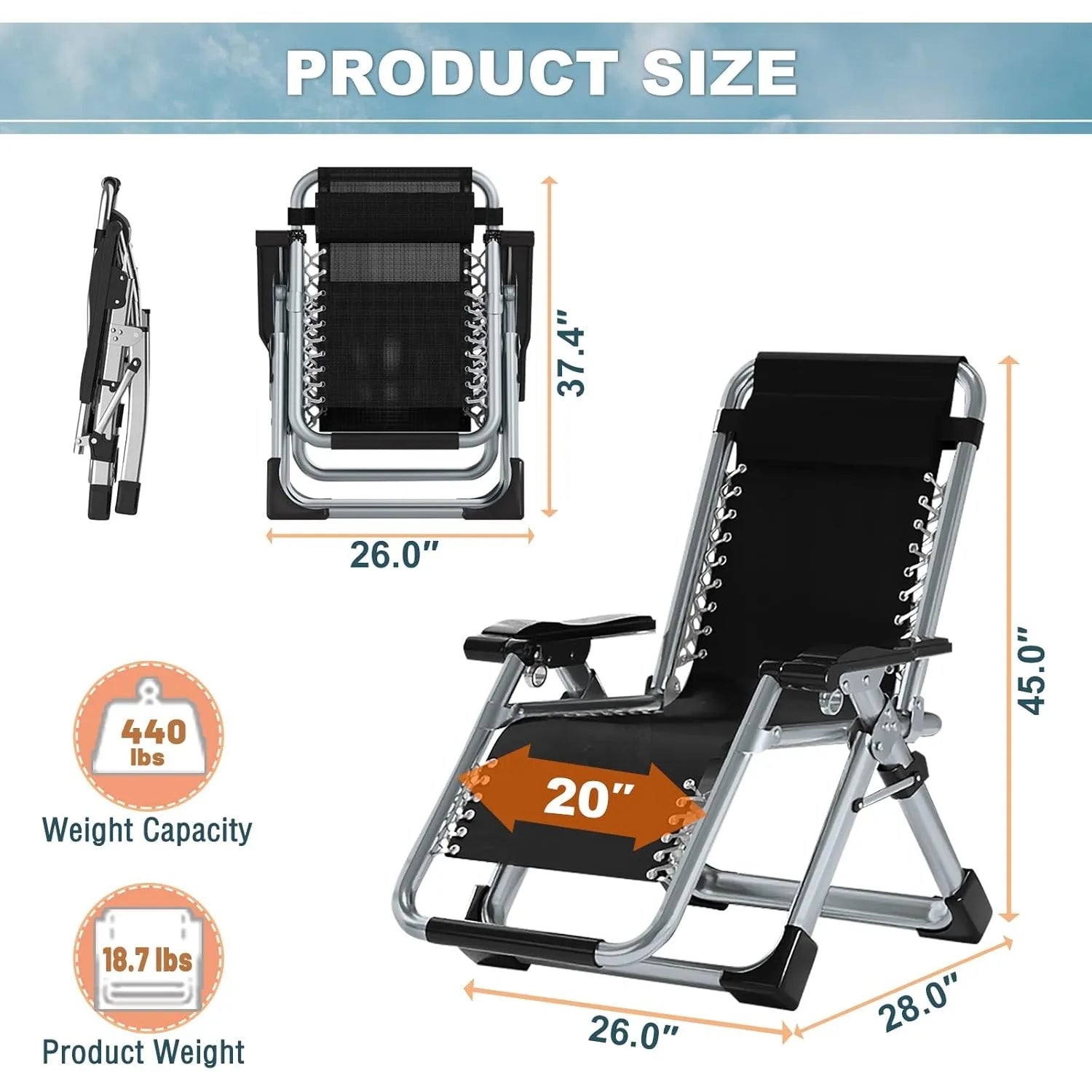 2Pc. Zero Gravity Lounge Chairs