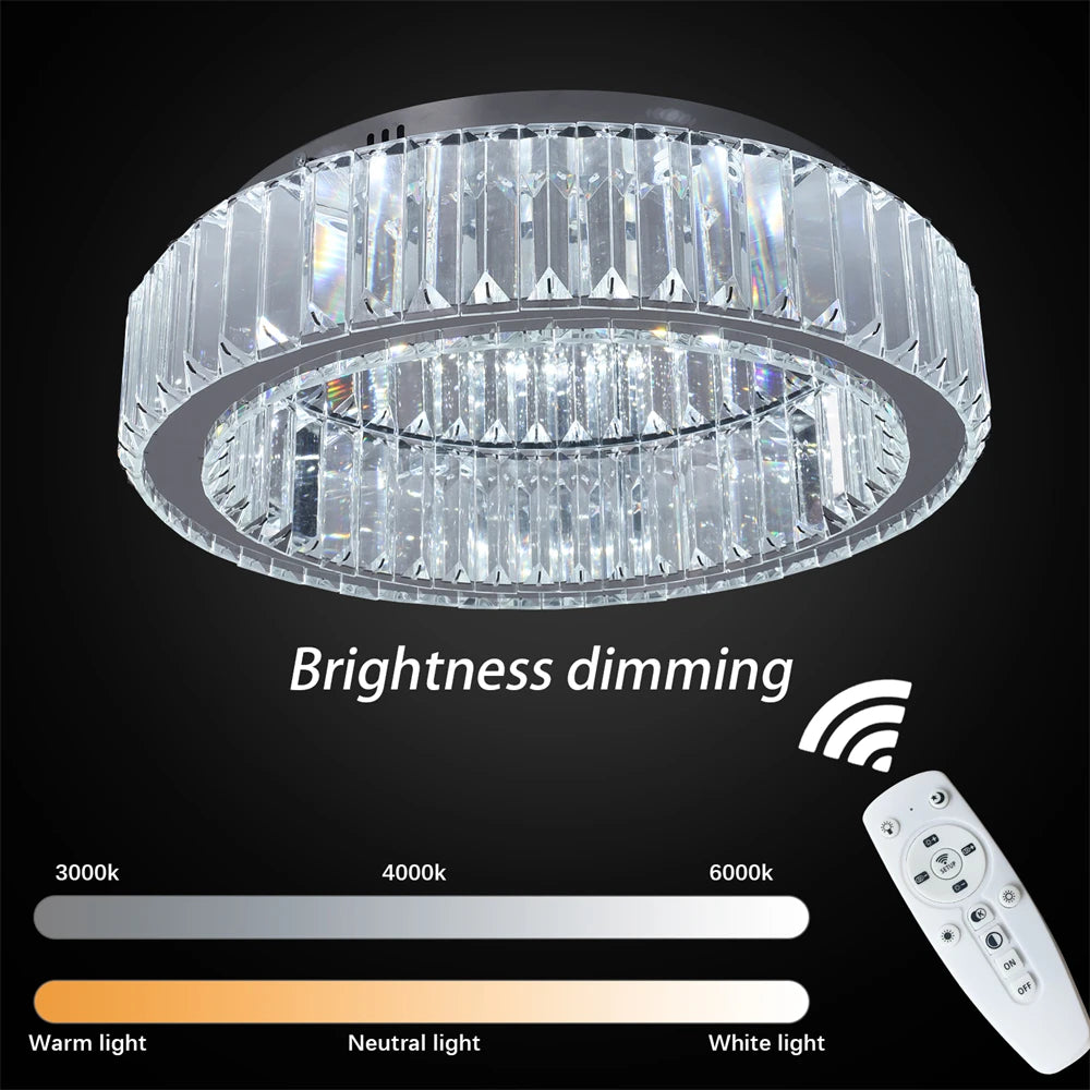 Crystal Round Led Chandelier Dimmable