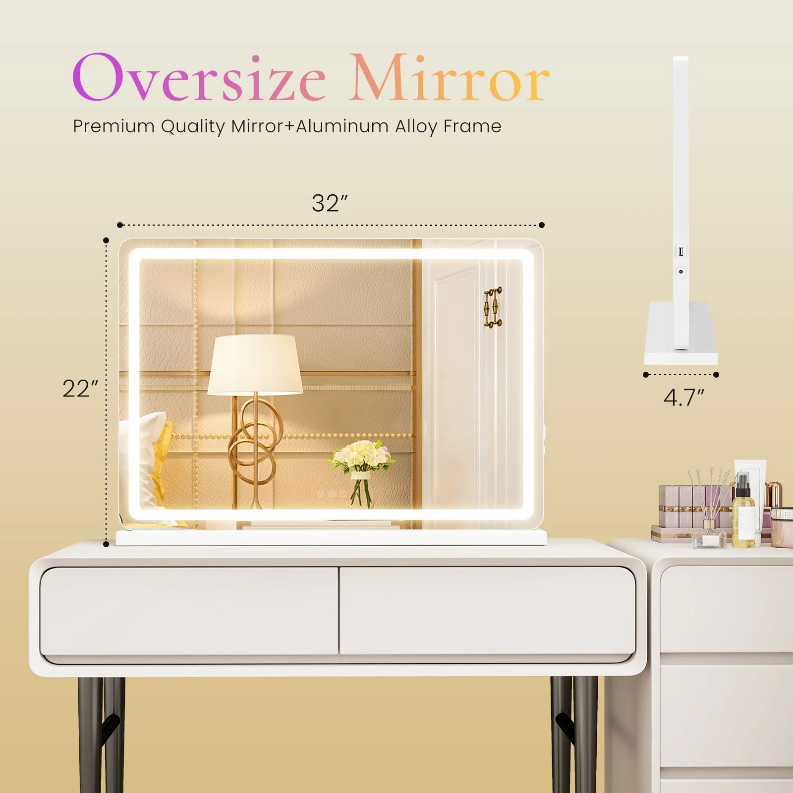 LED Mirror with Dimmable Lights