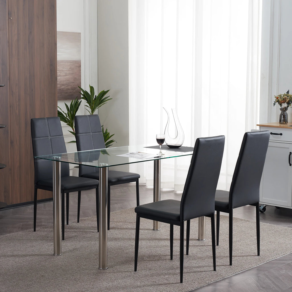 4-Pc. Black High Backrest Dining Chairs