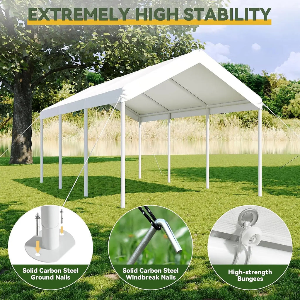 10x20 FT Carport Heavy Duty Car Canopy