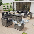 8 Pcs Patio Set With 44” Fire Pit Table