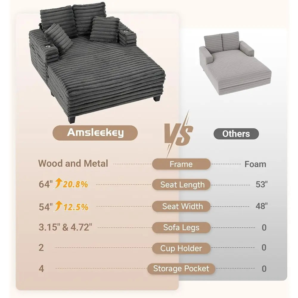 Oversized Corduroy Chaise Lounge