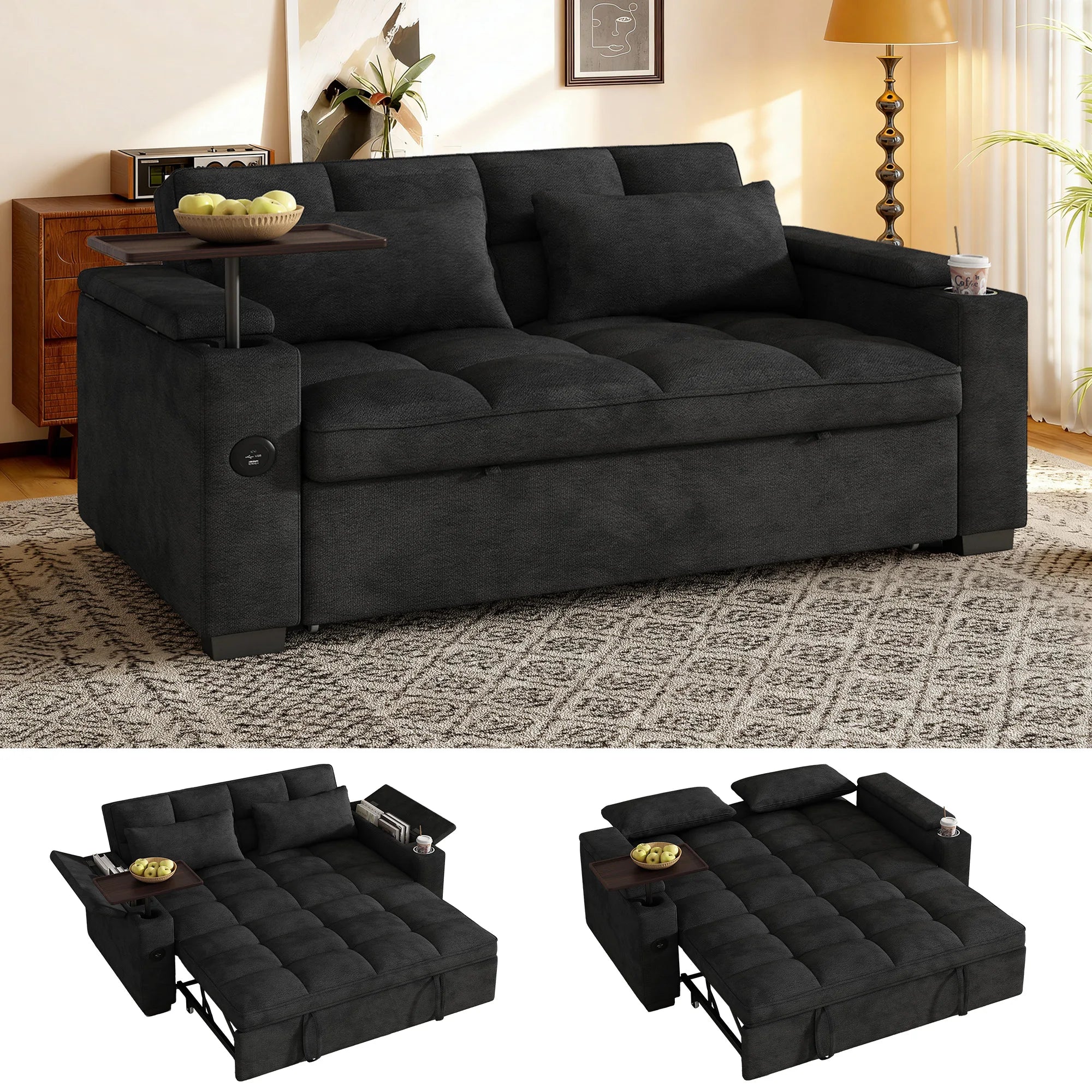 3-in-1 Folding Convertible Sofa Bed