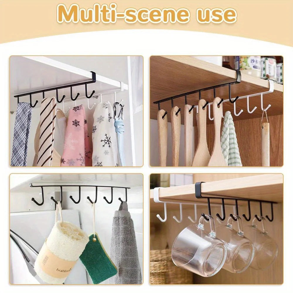 1pc Kitchen 6 Hooks Storage Rack