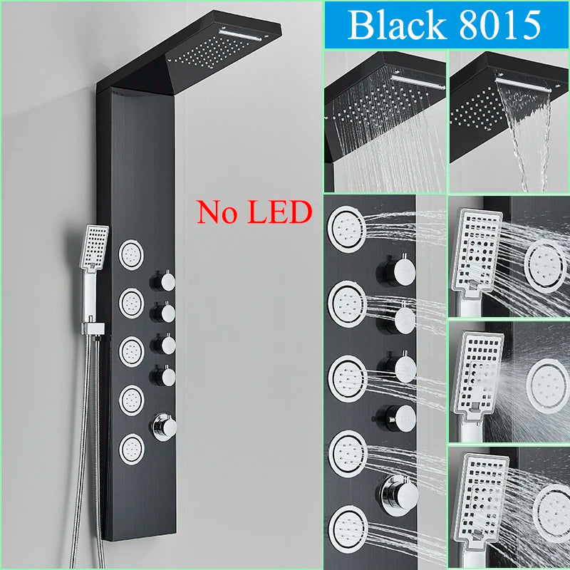 Black LED Shower Faucet Shower Panel & Column