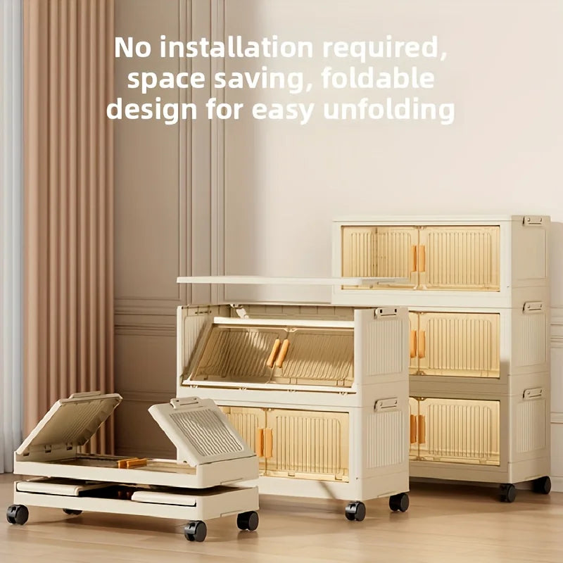 3/4/5-Tier Pantry Cabinet Lidded/Stackable W/Wheels, Multi-use