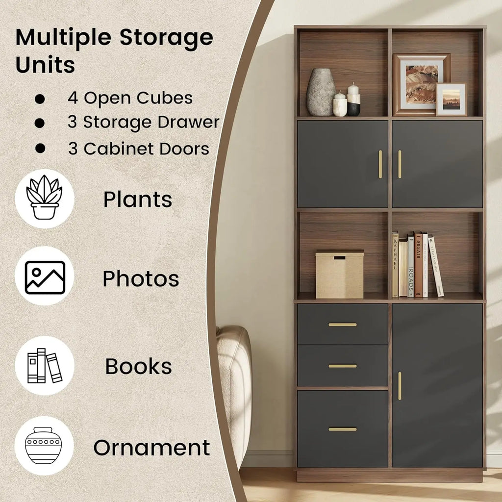 Bookcase with 3 Drawers & Doors
