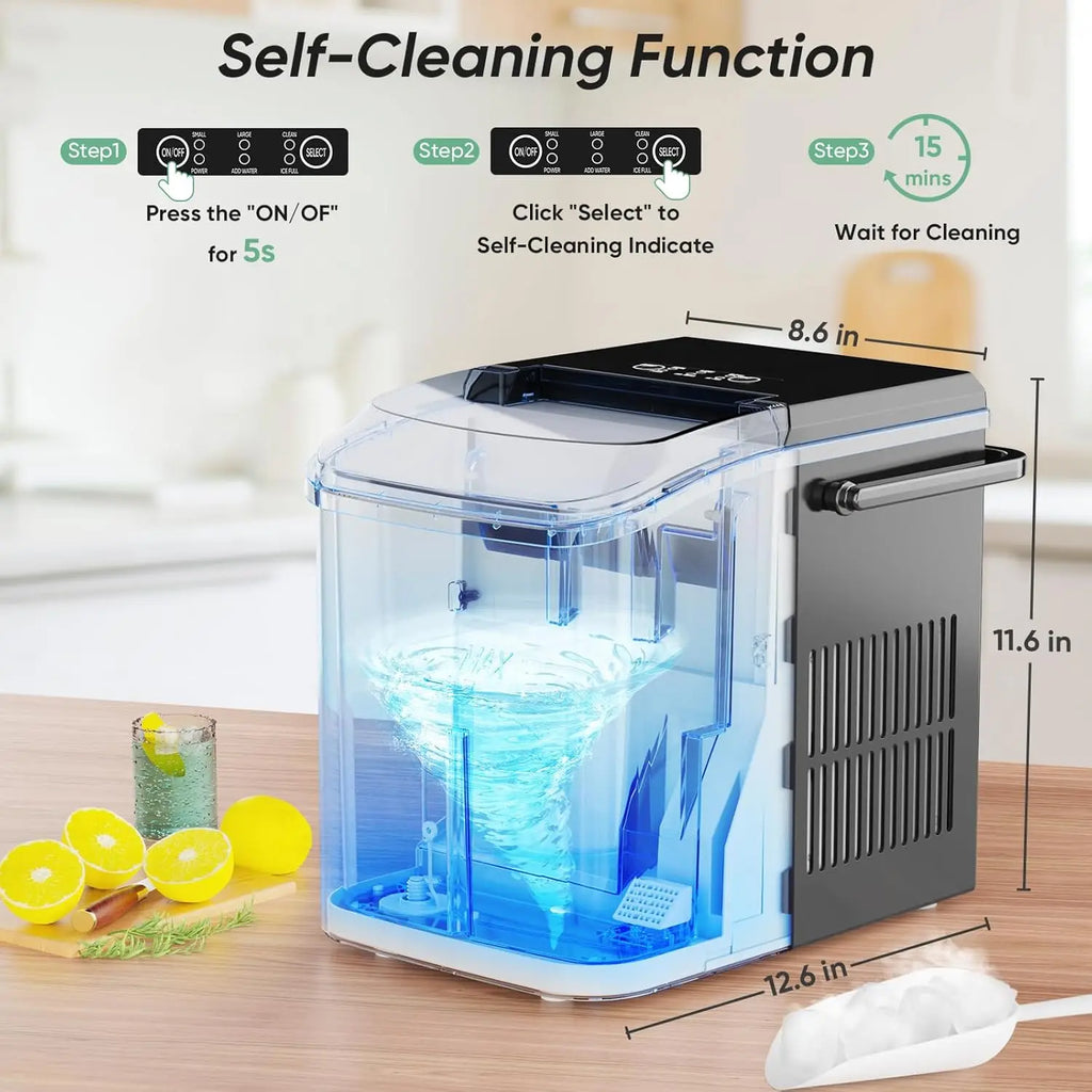 Portable Countertop Ice Maker, Self-Cleaning