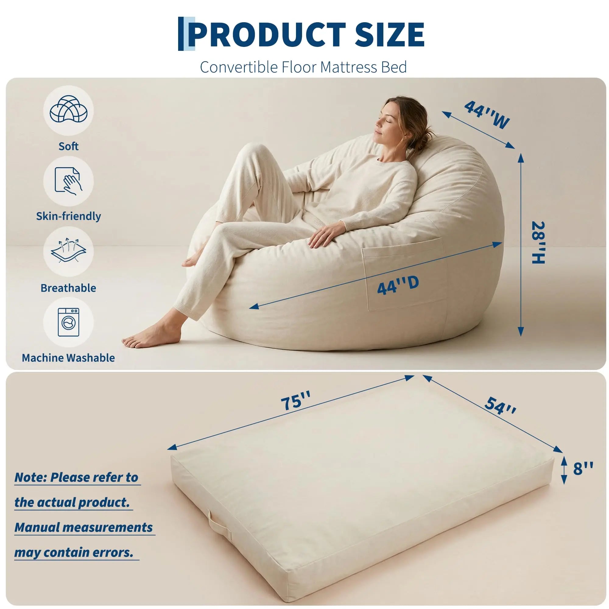 Large Adult Bean Bag Chair