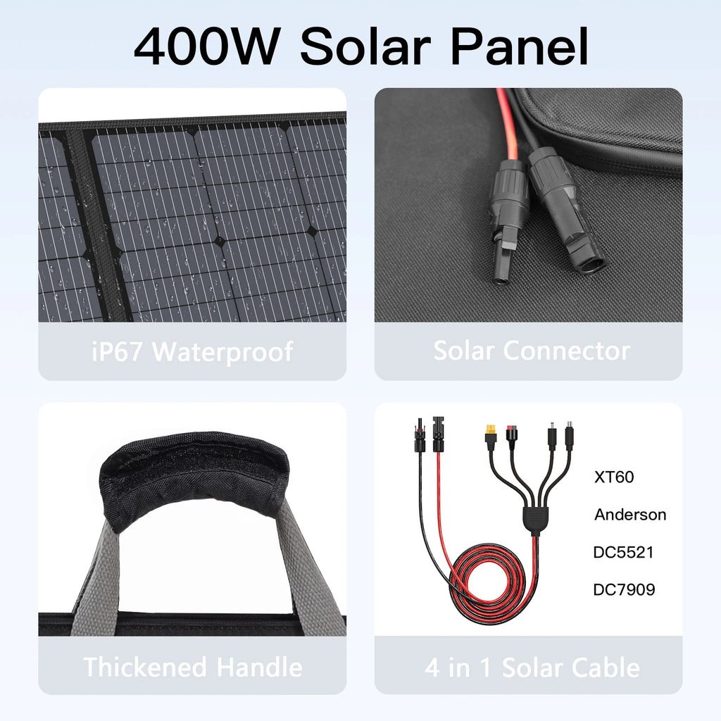 Lightweight Portable Solar Panel, Waterproof for RV 100W,200W,400W