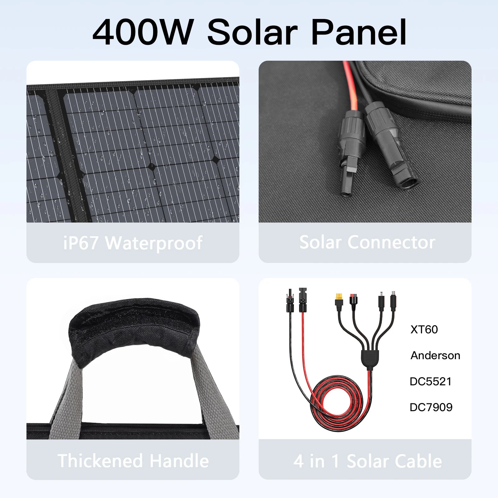 Lightweight Portable Solar Panel, Waterproof for RV 100W,200W,400W