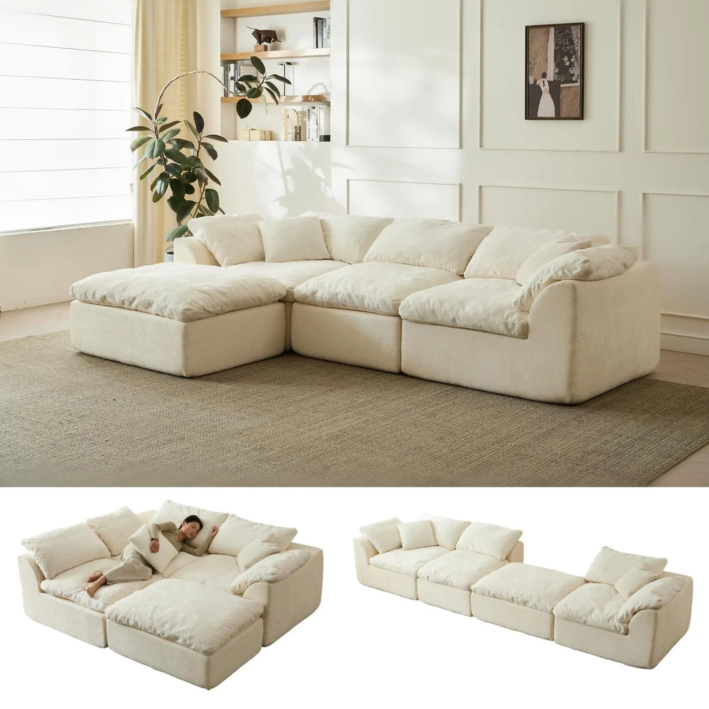 3-Seater Chenille Fabric Sofa modular sectional