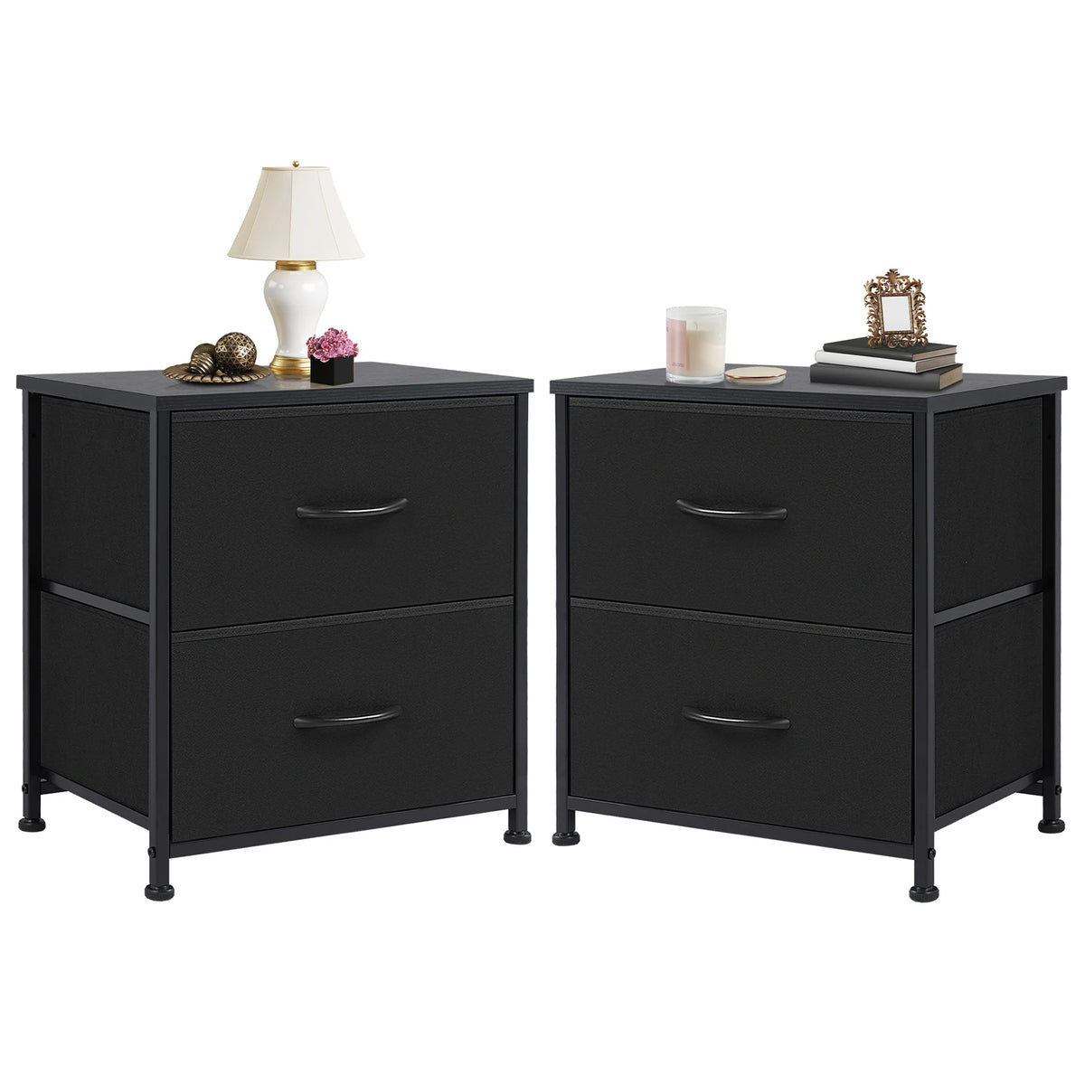 Nightstand Fabric Drawers  Table Storage