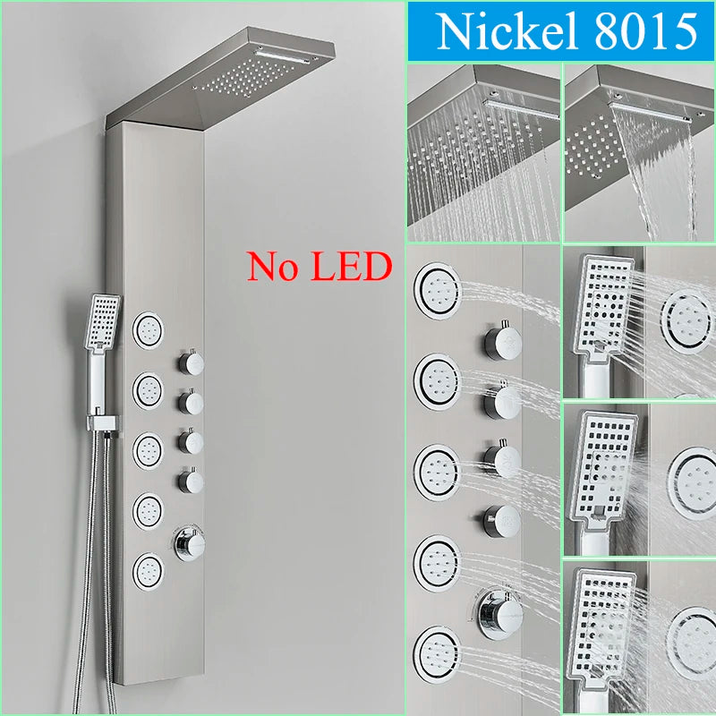 Black LED Shower Faucet Shower Panel & Column