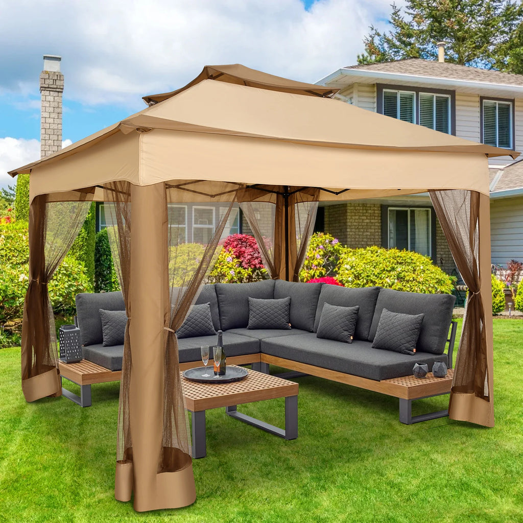11x11 One-Push Canopy with Mosquito Net, Roof Vent
