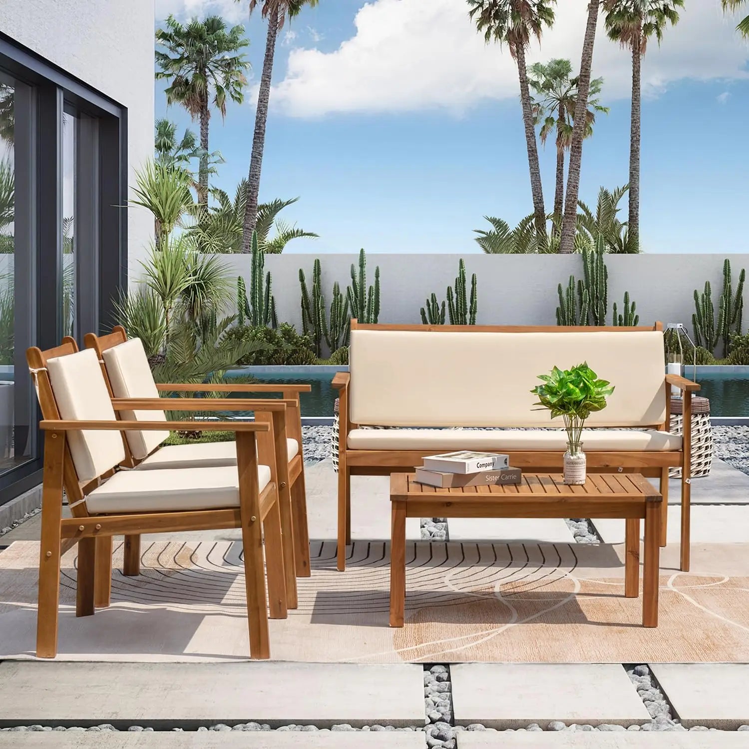 4 Piece Patio Set w/ Loveseat and Coffee Table