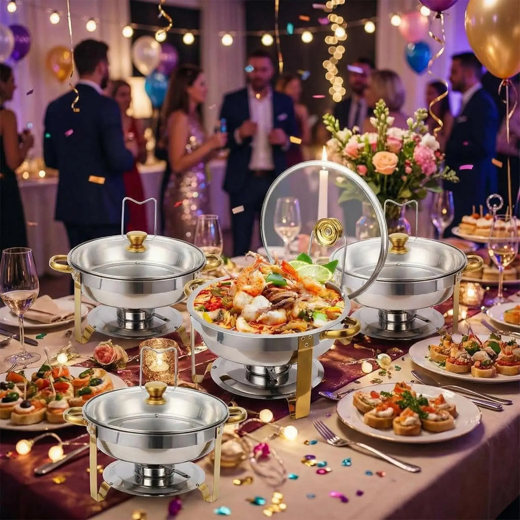 4-5QT Round Chafing Dishes with Glass Lid