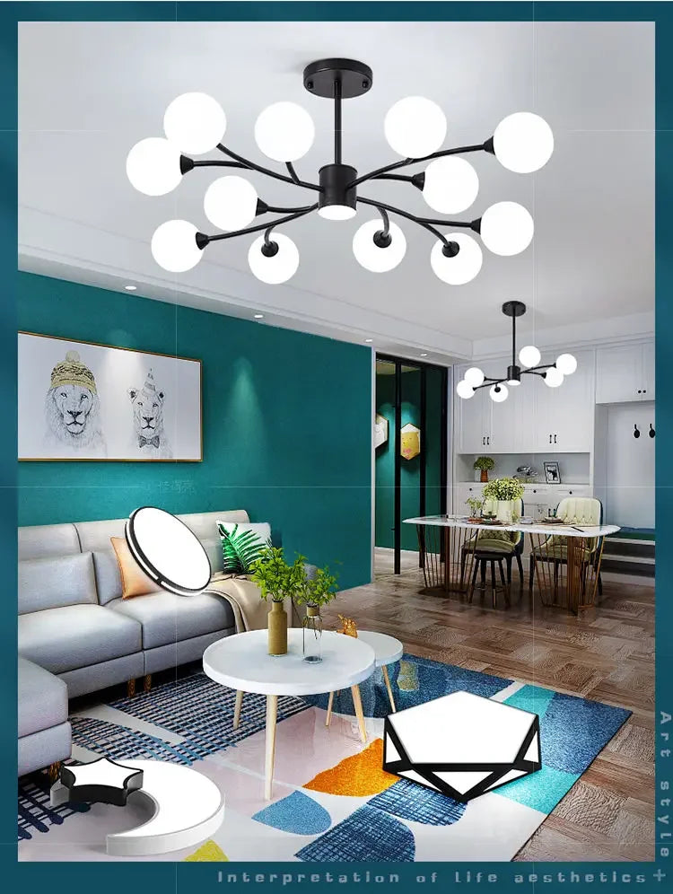 2024 New Nordic Living Room LED Pendant Lamp Modern Simple Restaurant Bedroom Kitchen Luxury Chandelier Home Decoration Lighting