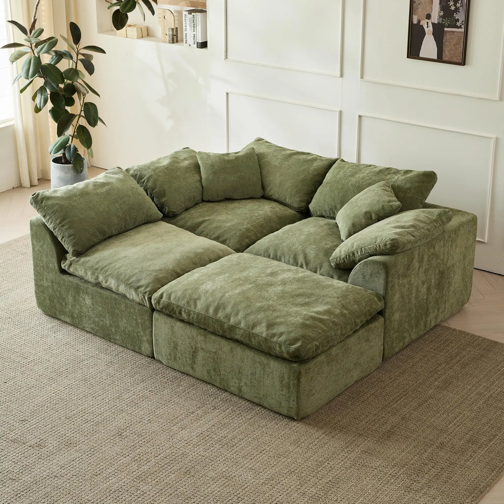 109"  L-Shaped 3-Seater Couch with Ottoman