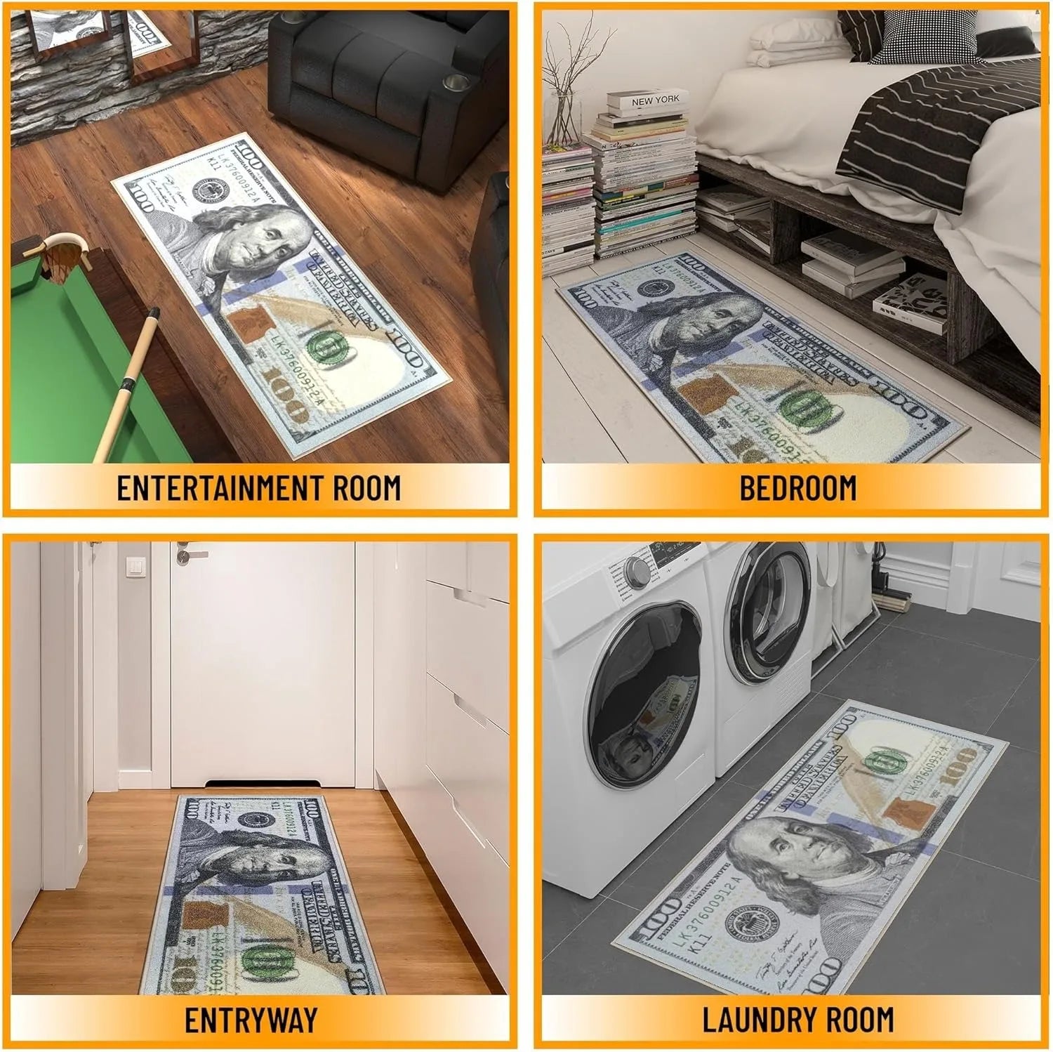 Money Rugs 100 Dollar Bill Runner