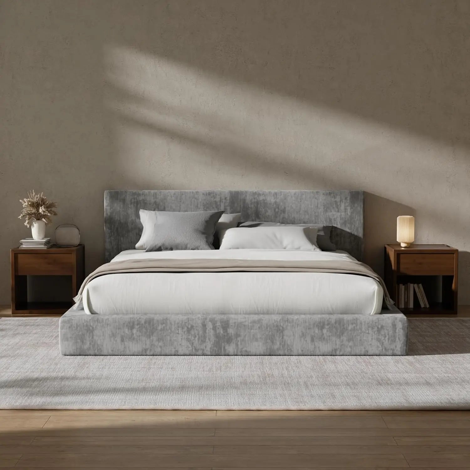 Upholstered King Bed Frame and Headboard