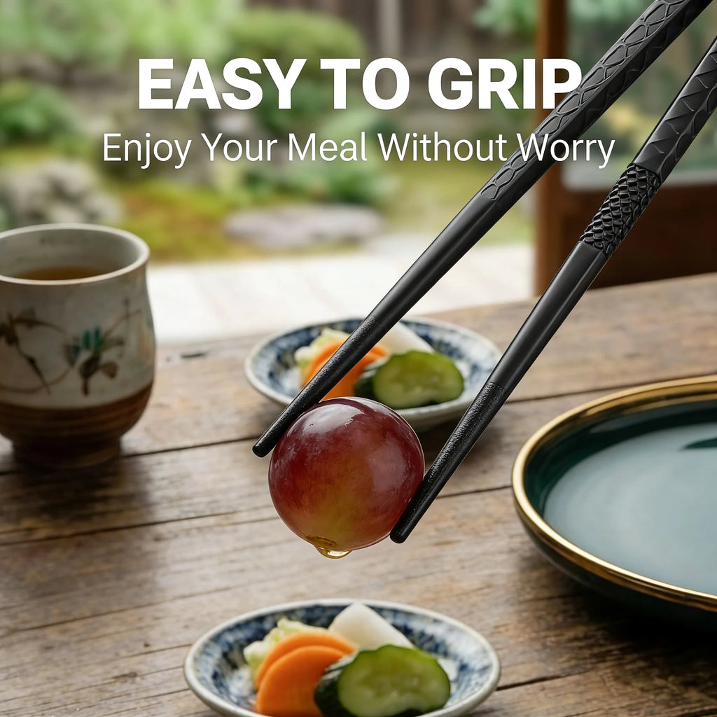 Black Alloy Reusable Chopsticks 5-Piece Set