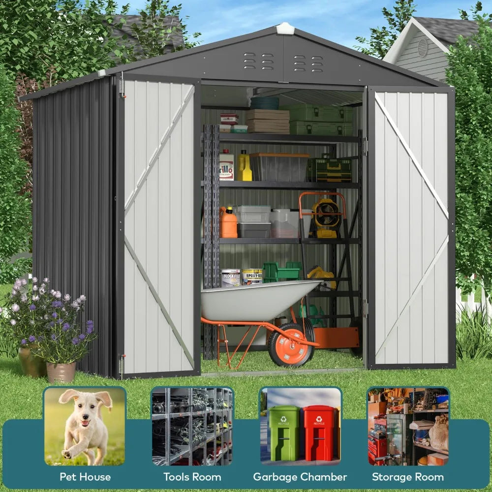 Galvanized Outdoor Storage Shed 8 x 6 FT,