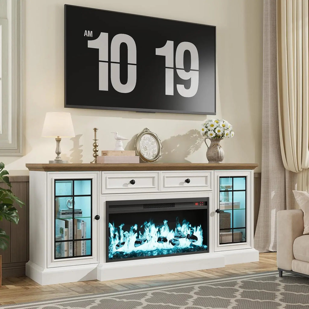 Entertainment Center with Electric Fireplace and LED Lights