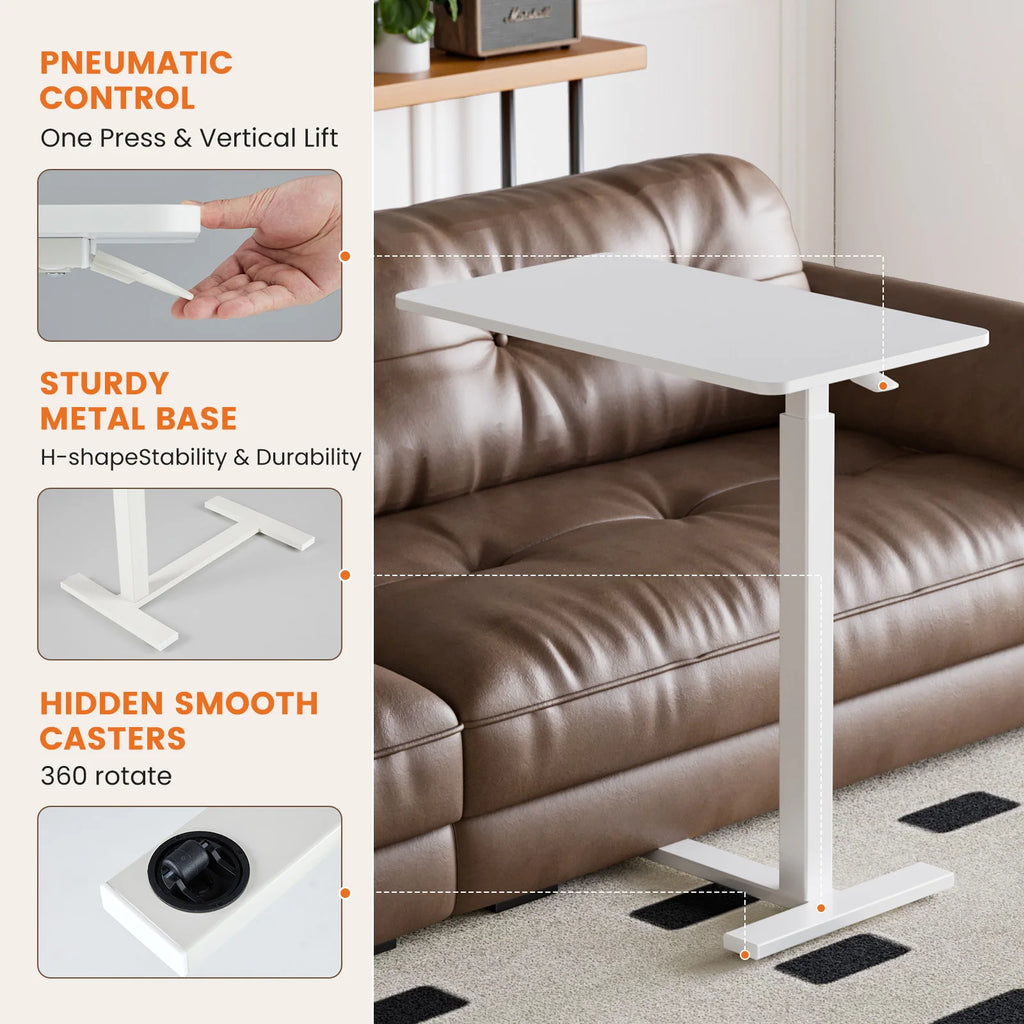 Sofa Table Adjustable Height, Hidden Wheels