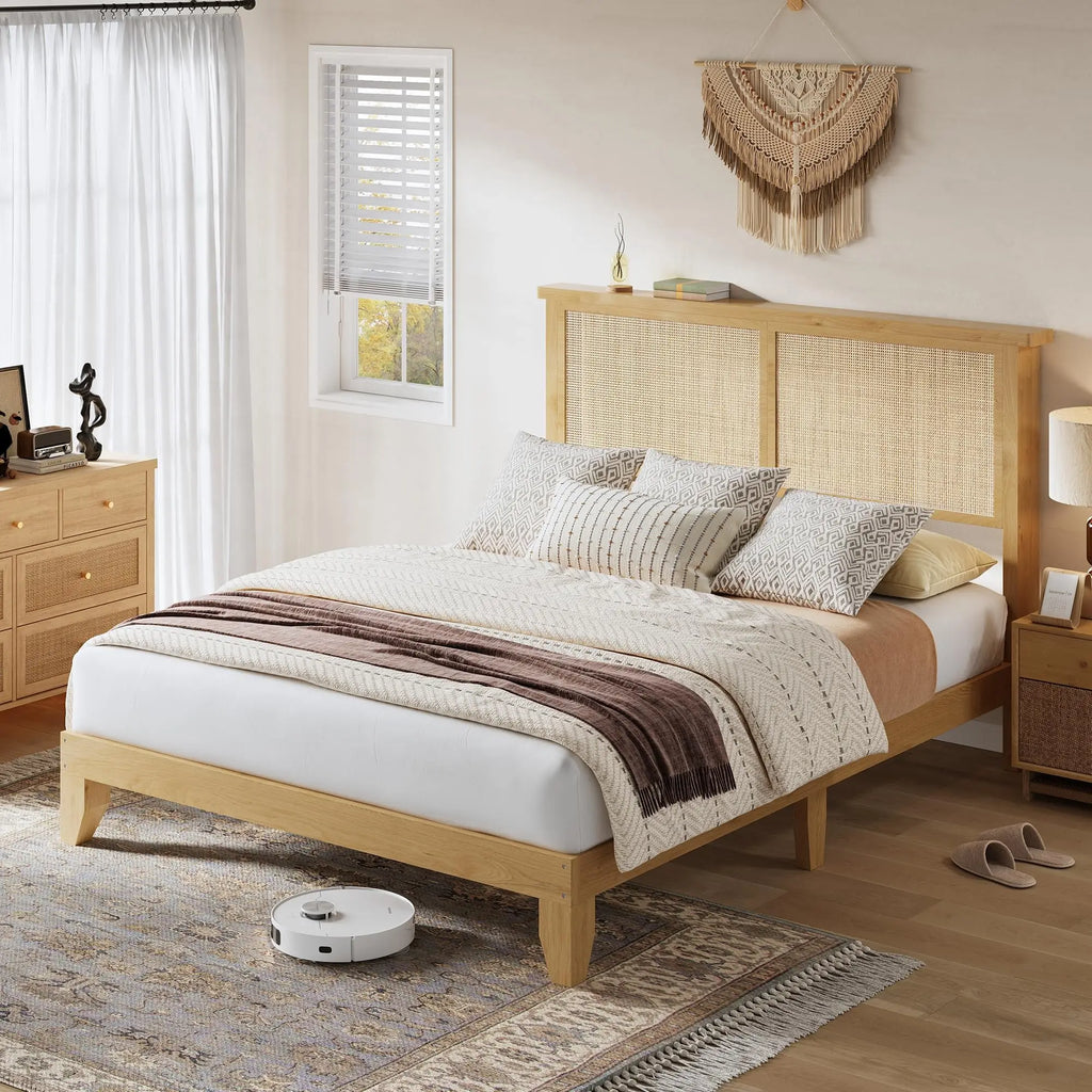 Rattan Bed Frame with LED Lights