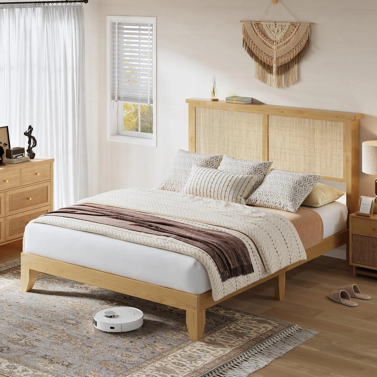 Rattan Bed Frame with LED Lights