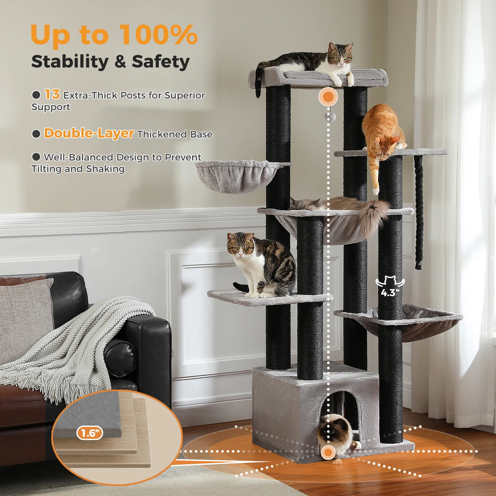 Tall Cat Tower for Indoor Adult Cats
