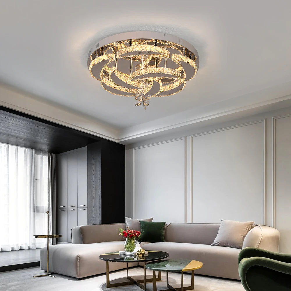 Luxury Crystal Chandelier Modern Ceiling Lamp Led  Dimmable