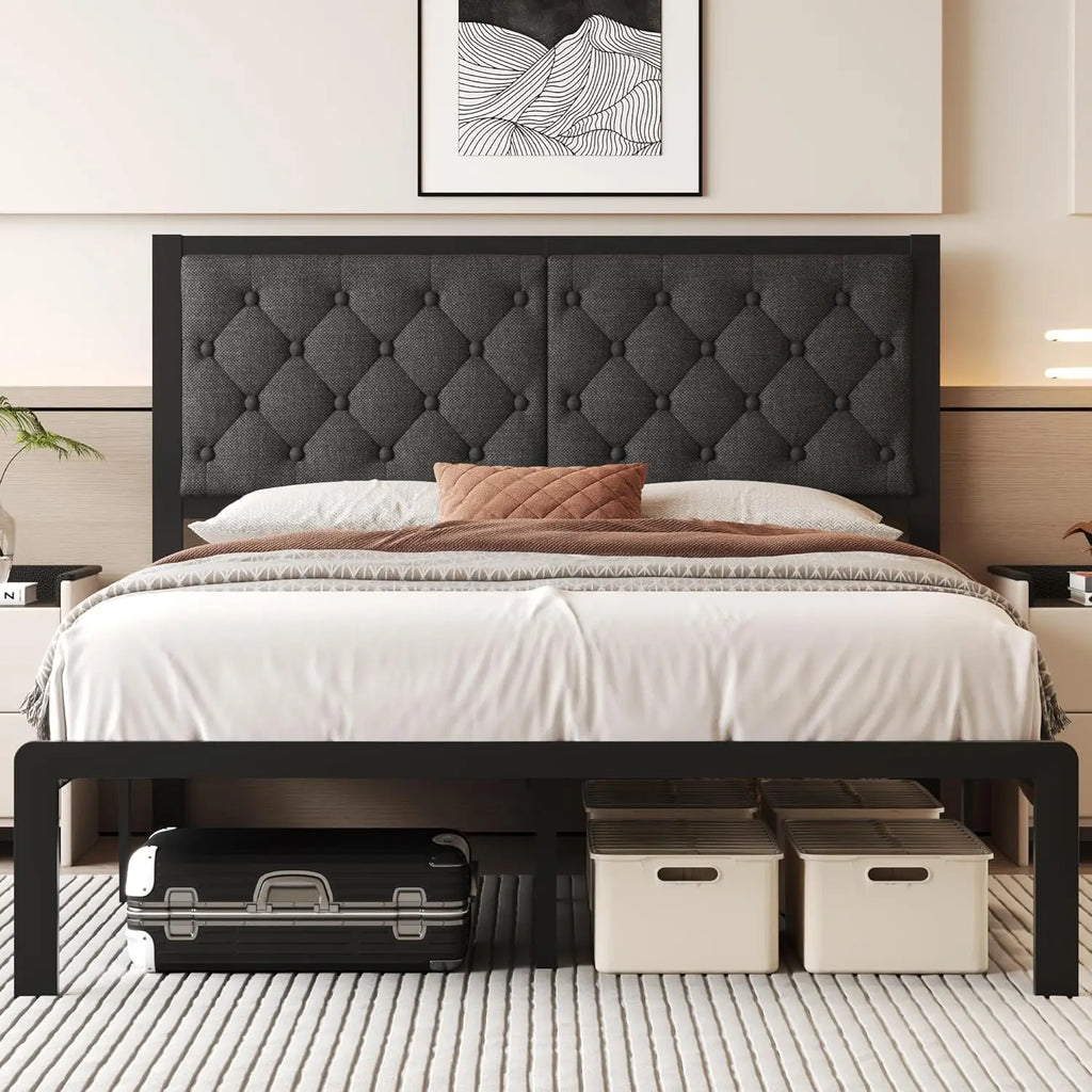 Bed Frame with Leather Headboard
