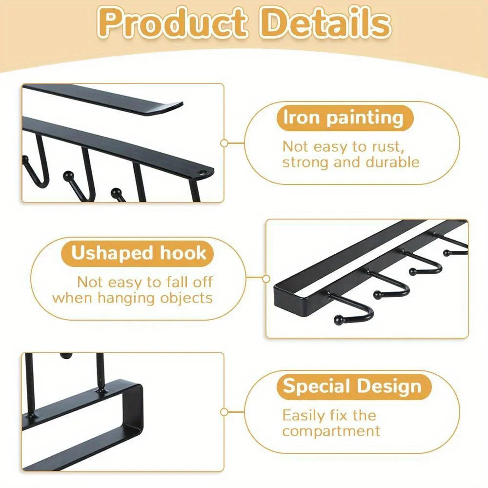 1pc Kitchen 6 Hooks Storage Rack
