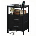 2 Drawer Night Stand, Shelf, USB, Charging Station