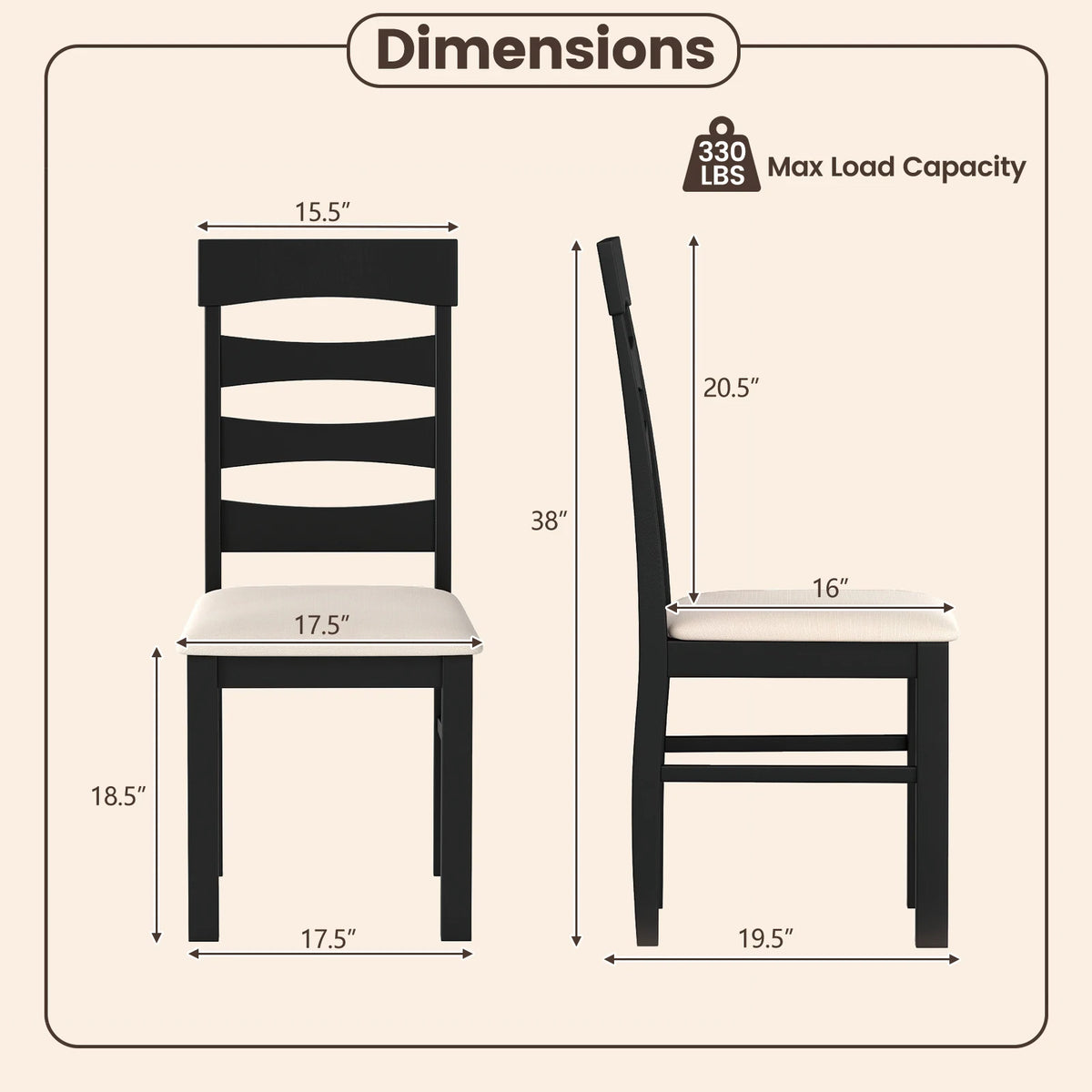 Set of 2, High Back Chairs
