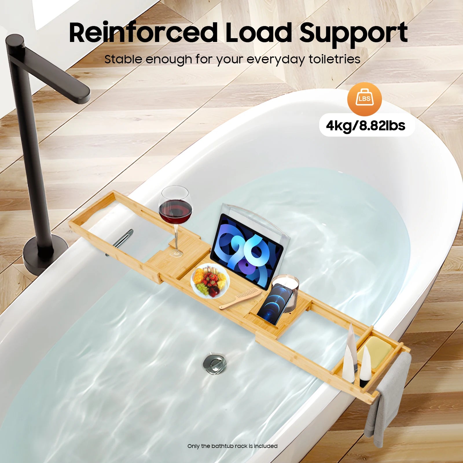 Bamboo Bathtub Expandable Bathroom Tray