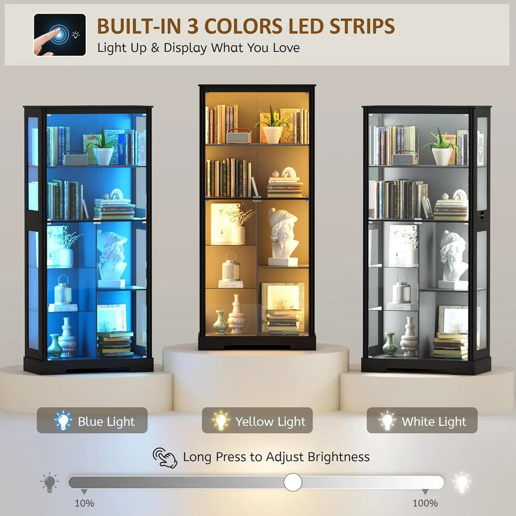 71” Display Cabinet with Glass Doors