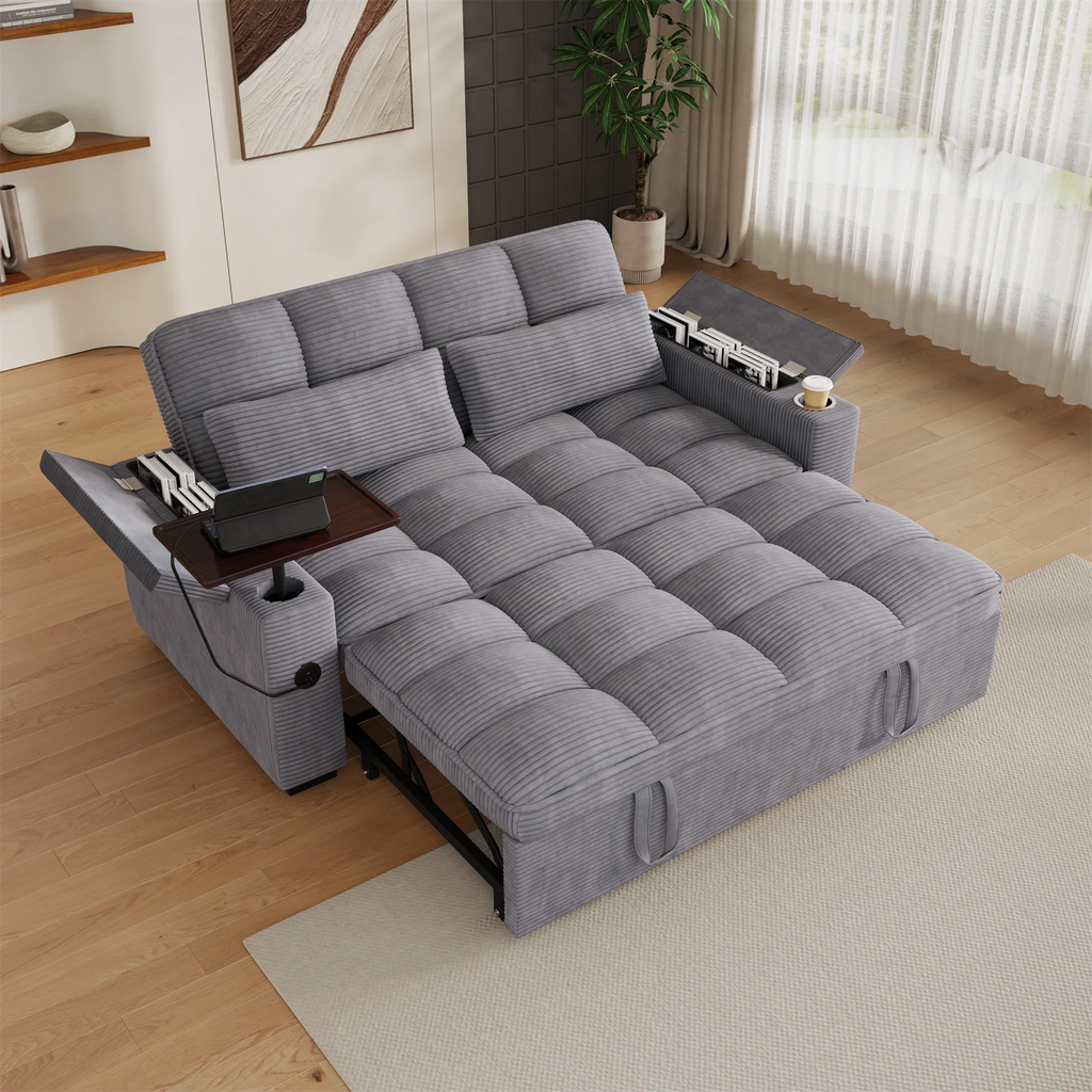 3-in-1 Folding Corduroy Convertible Sofa Bed