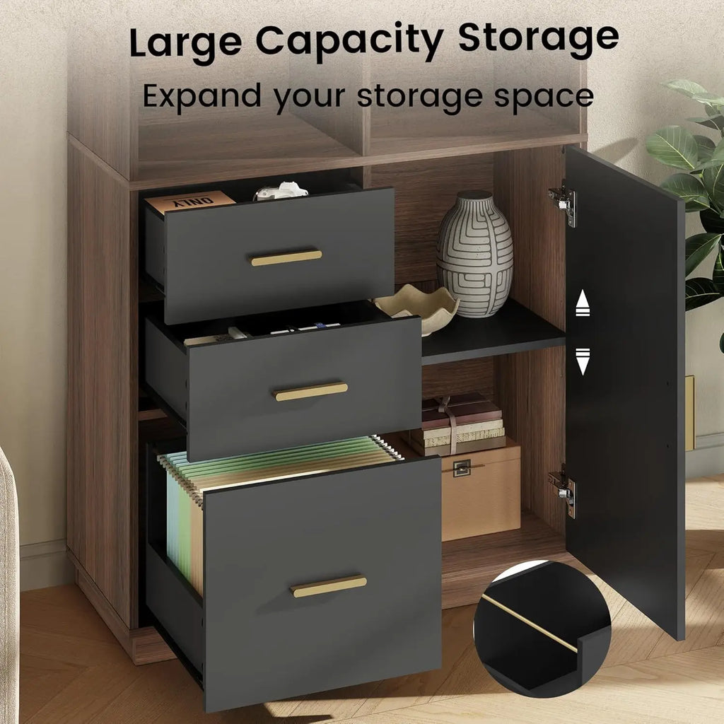 Bookcase with 3 Drawers & Doors