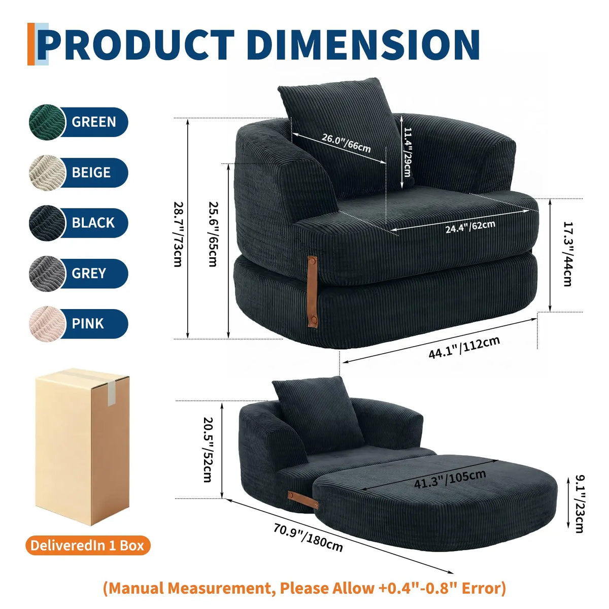 Folding Sofa Bed with Backrest