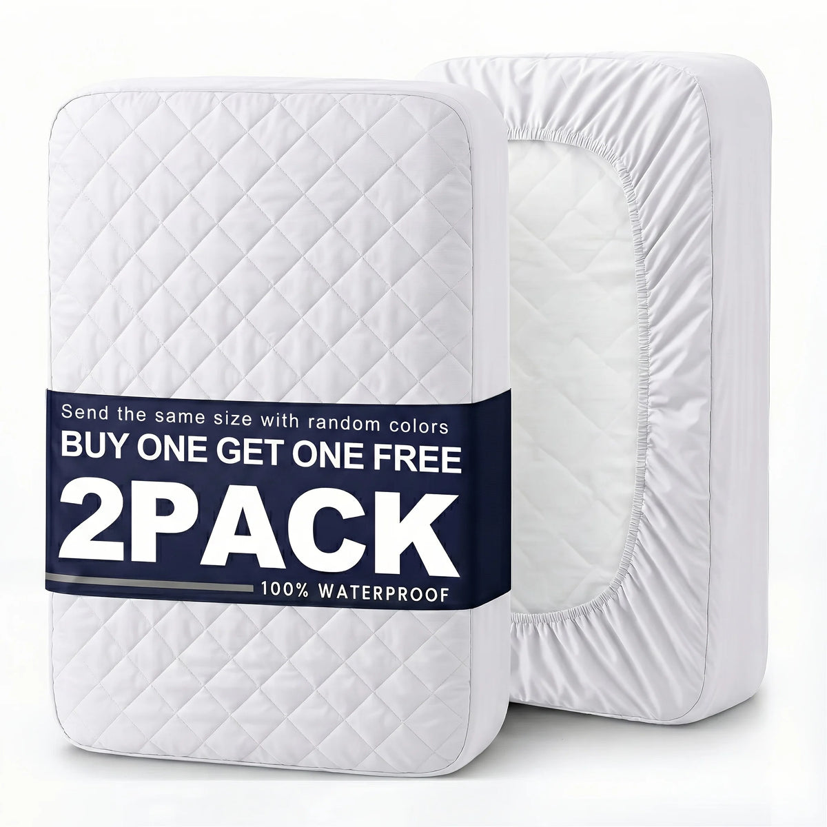 2Pcs Quilted Waterproof Mattress Cover