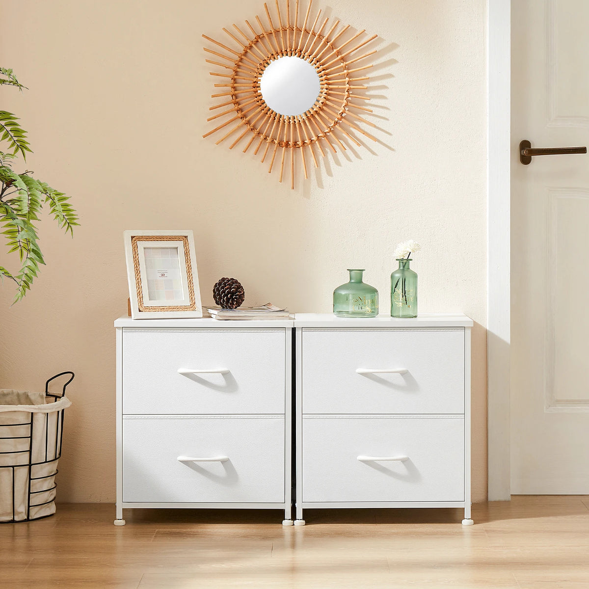 Nightstand Fabric Drawers  Table Storage