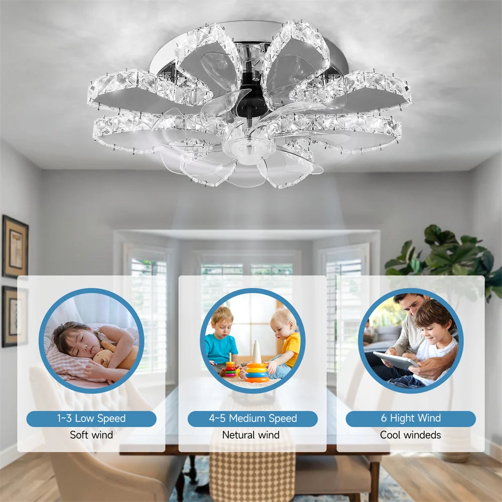 Crystal Ceiling Fan Led, App Controlled