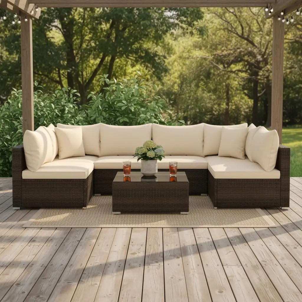 7 Pieces Wicker Patio Furniture Set