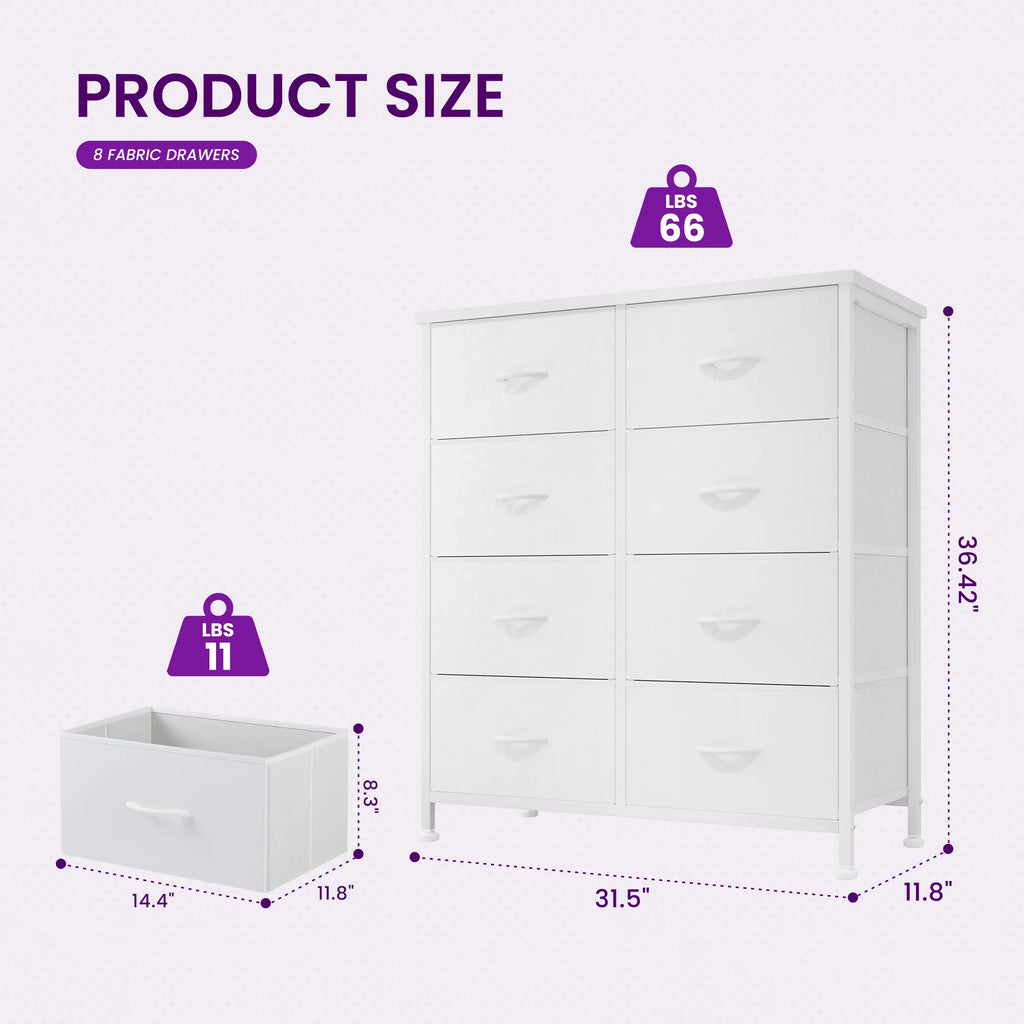 8 Fabric Drawers Dresser Steel Frame Assembly
