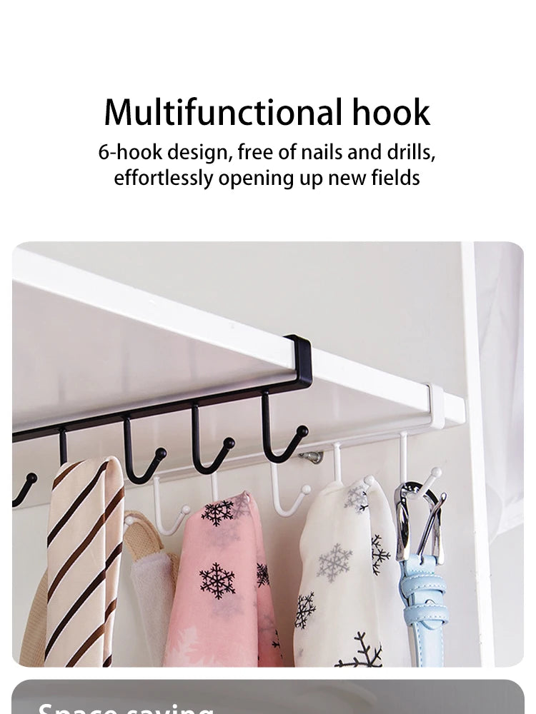 1pc 6 Hooks Storage Rack