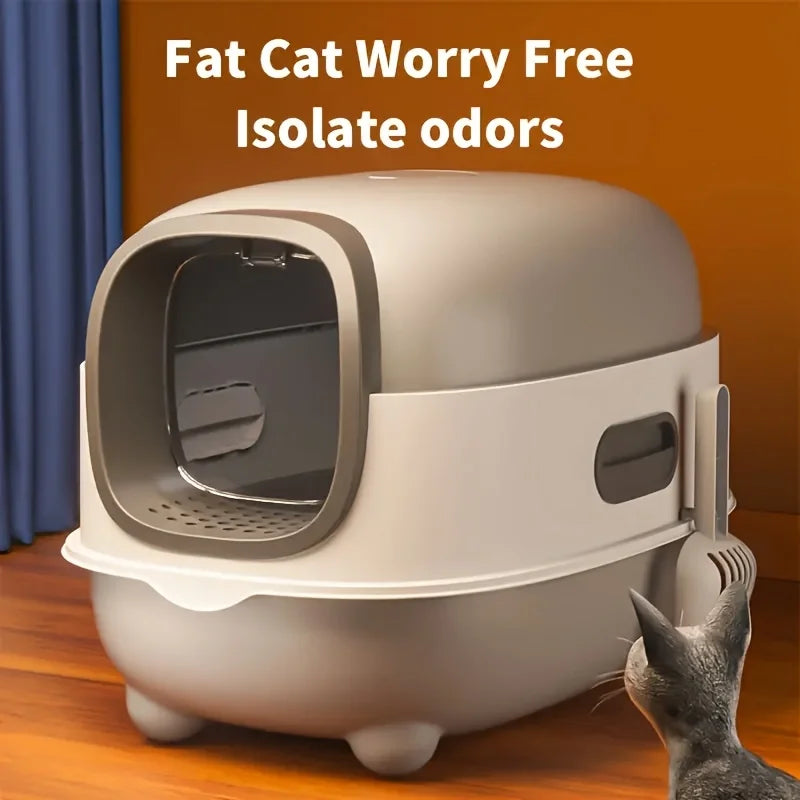 Cat Litter Box - Spacious, Foldable, Top-Entry Design